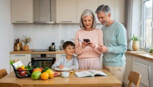 семья составляет список продуктов для покупки